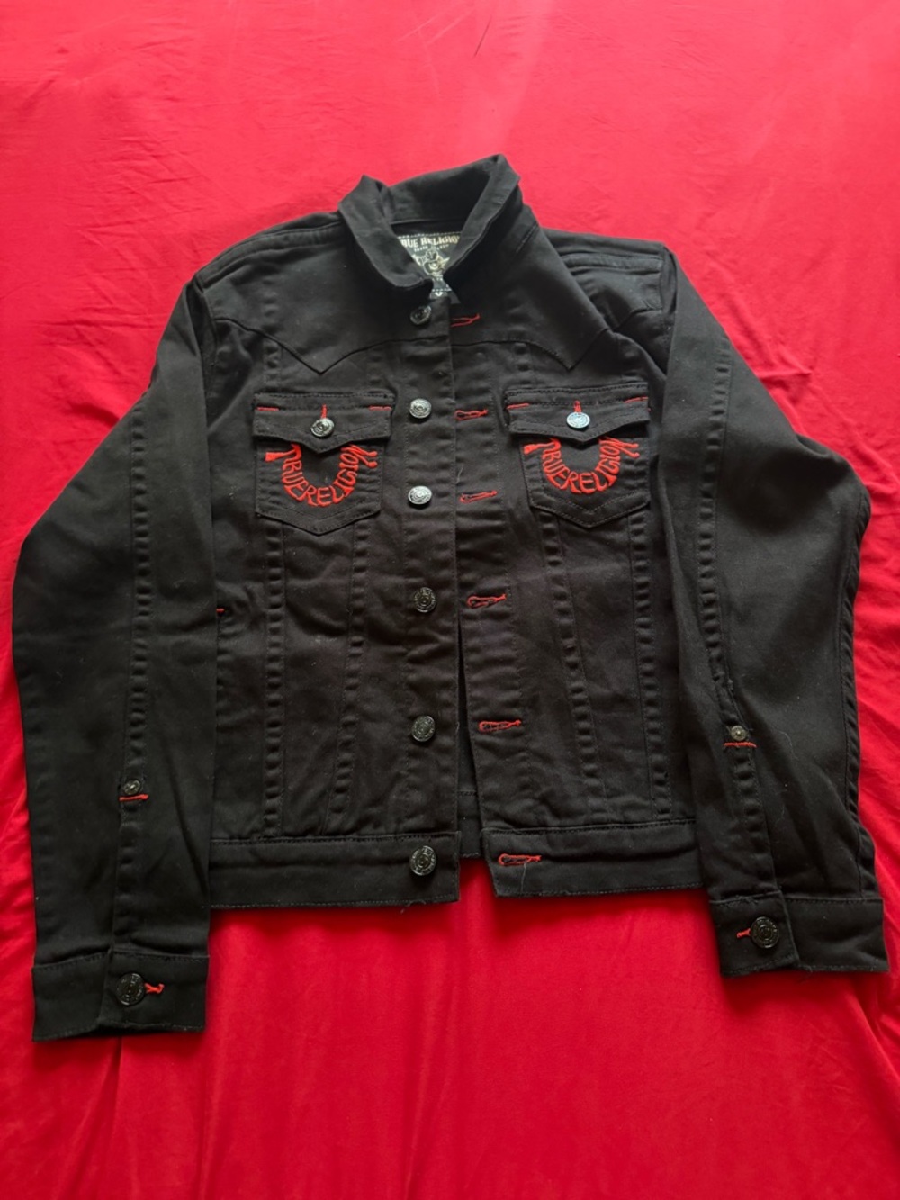 True Religion Black Jacket with Red Accents